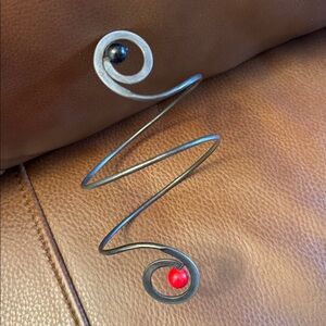 Vintage pewter upper arm spiral cuff with beads aka “wire arm bracelet”